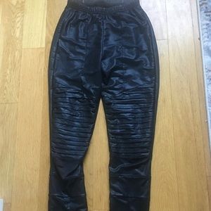 Plush Vegan Leather Moto Pants with fleece lining